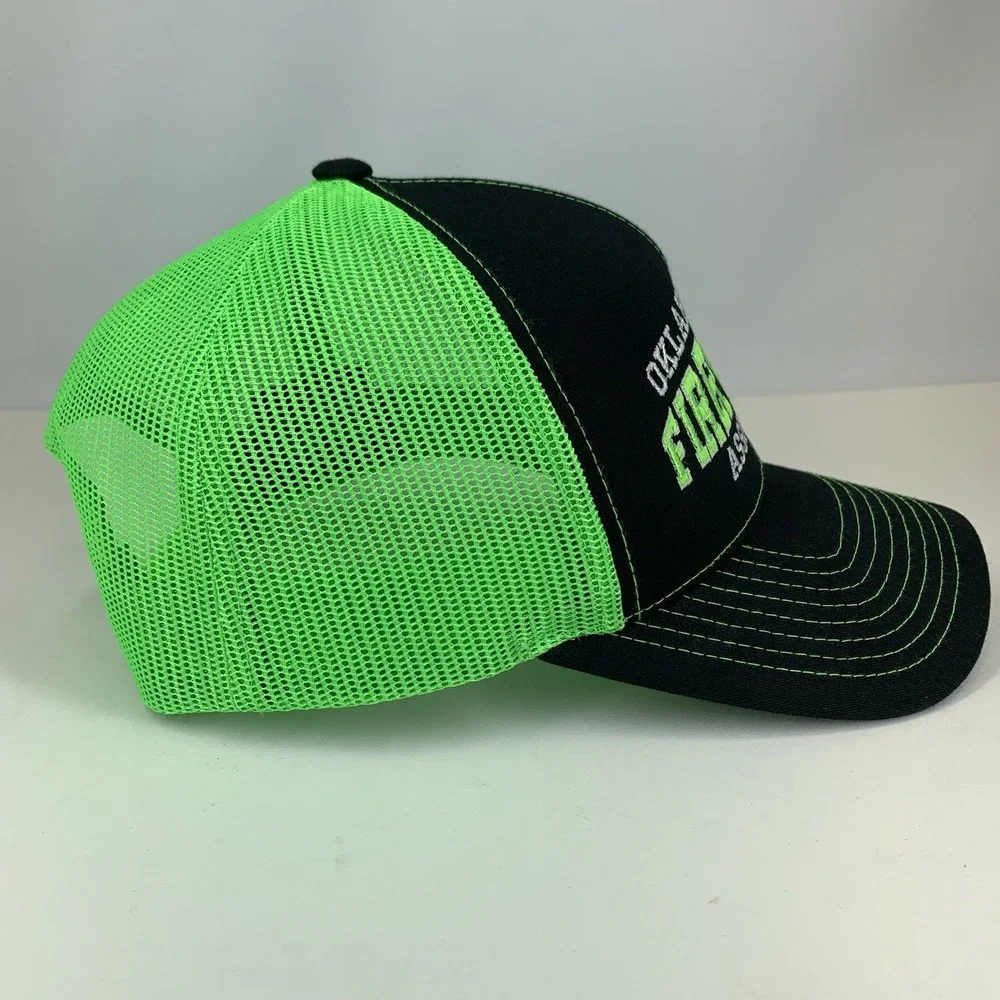 Oklahoma State Firefighters Association Hat Green Mesh Pacific 104c Snapback Cap